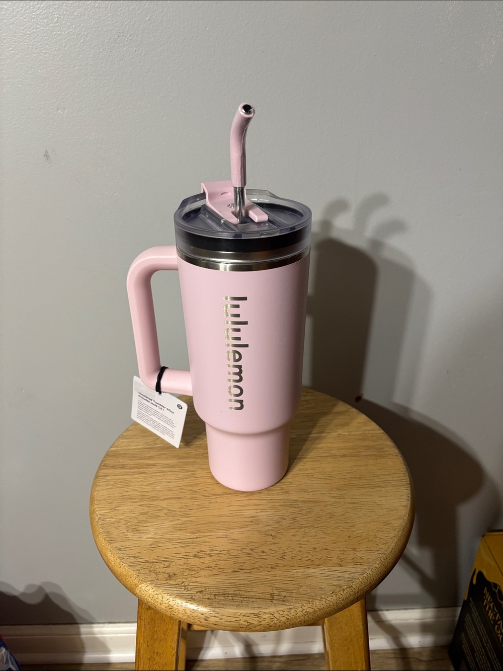 lululemon athletica Light Pink Insulated Travel Tumbler with Handle & Straw NWT!
